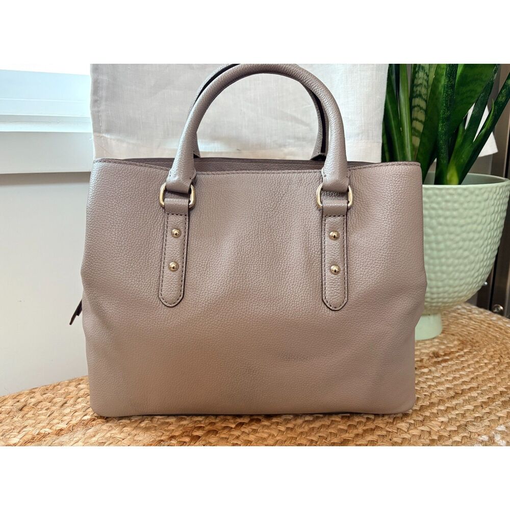 Authentic Kate Spade Larchmont Avenue Evangelie Nude Gray Handbag Satchel Cross - Picture 3 of 15